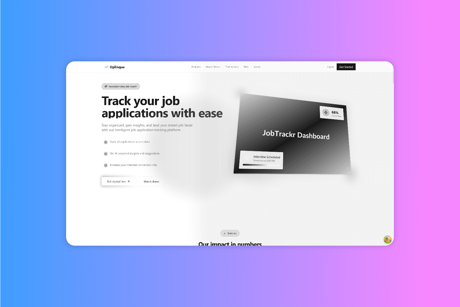 Oplinque website preview